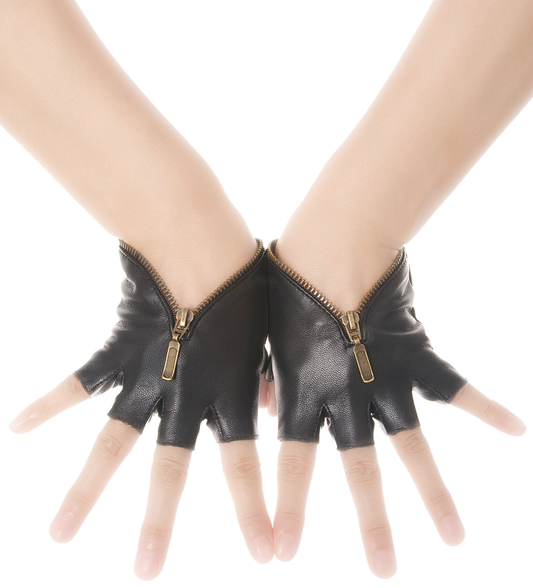 Fingerless Zip Leather Gloves – Les Debutantes