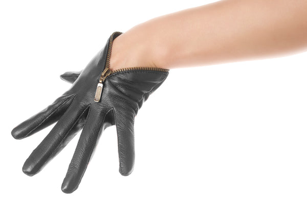 Black Zip Leather Gloves