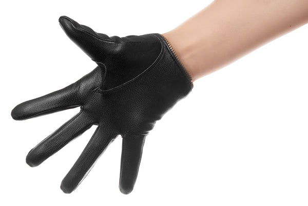 Black Zip Leather Gloves